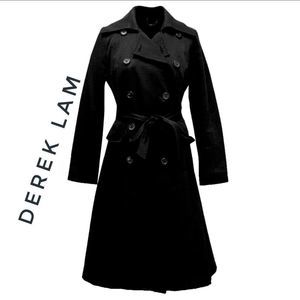 DEREK LAM UNIQUE BLACK TRENCH COAT S